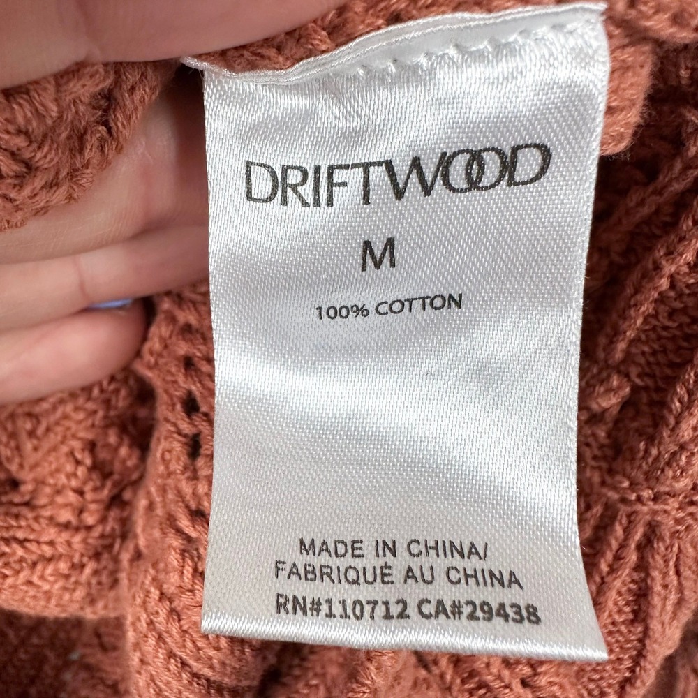 Driftwood Cardigan Women Size M Spice Orange Textured Shell Knit Balloon Sleeve - Picture 6 of 9
